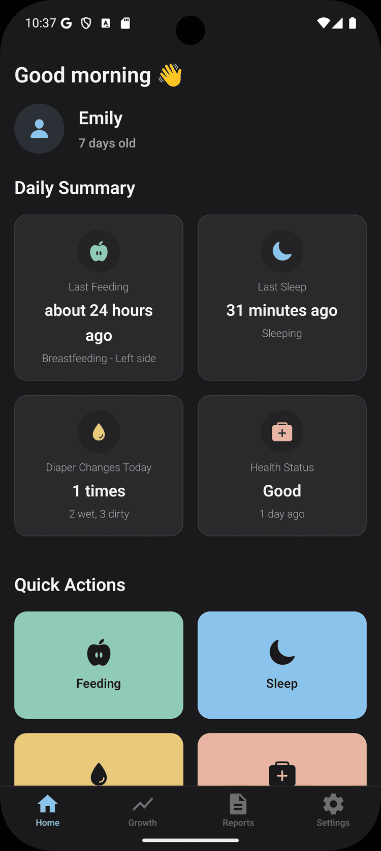 Baby Tracker Android app preview